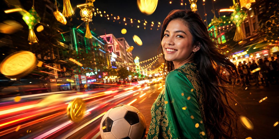 Tampilan layar neon bertema taruhan sepak bola yang dinamis dan penuh warna
